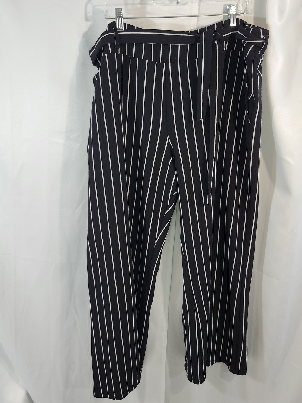 Terra & Sky Black and White Pinstripe Wide Leg Pants